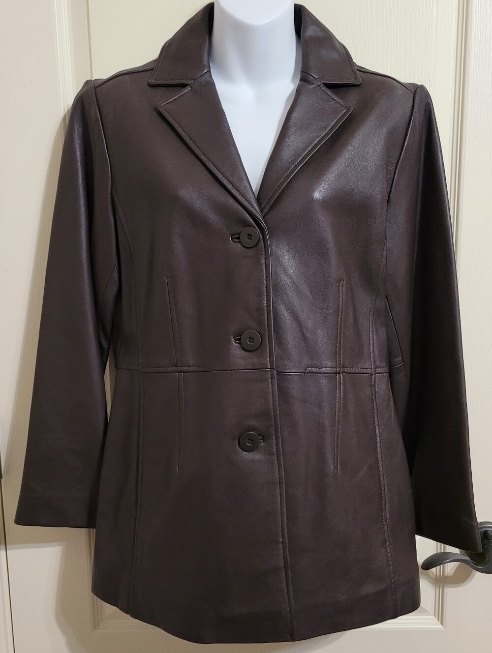 Worthington Beautiful Lambskin Classic Brown Leather Jacket/Blazer - Sz MP, EUC